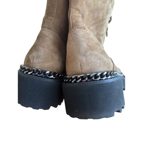 Vince Camuto Womens Mindinta Chain Trim Combat Boot With Lug Sole & Suede Upper - Picture 11 of 13